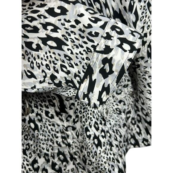 Chico's Zenergy Cheetah Metallic Full Zip‎ Jacket Womens Lightweight Hooded Sz L - Picture 5 of 12